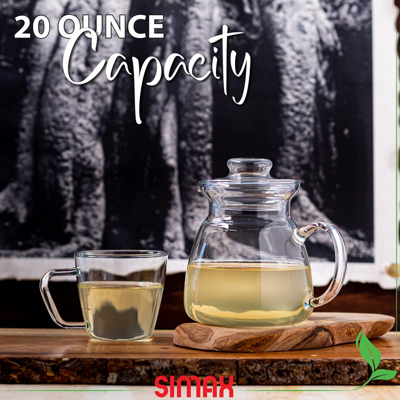 Simax Glassware 20 Oz. Glass Teapot | Short Spout, Microwave and Stovetop Safe, Heat, Cold, and Thermal Shock Resistant Borosilicate Glass, Makes a Stunning Presentation - Image 4
